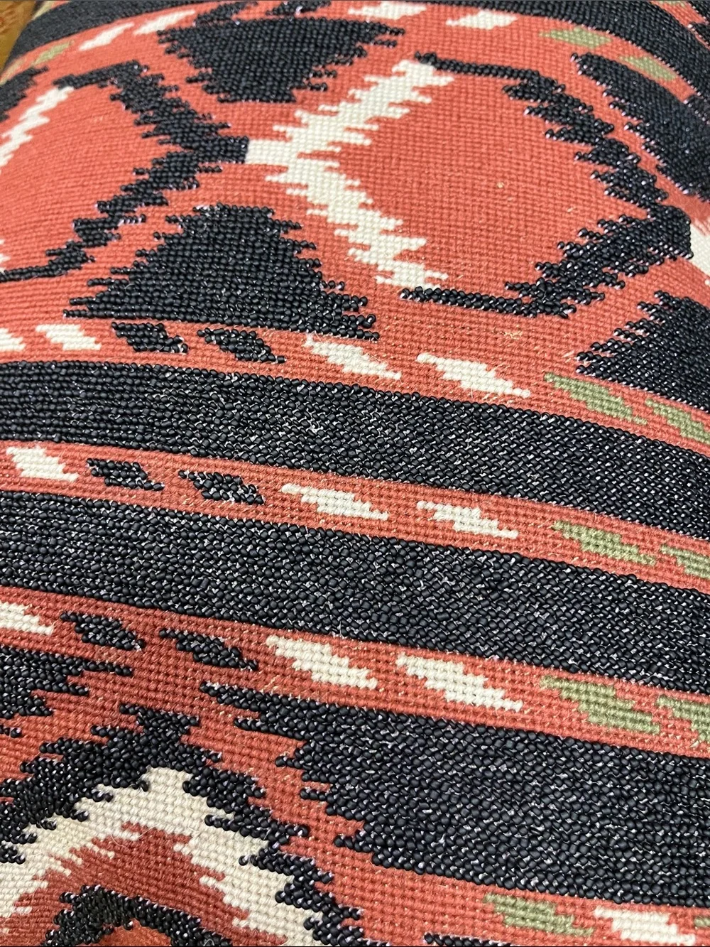 Handwoven Geometric Accent Pillow - Tan & Black